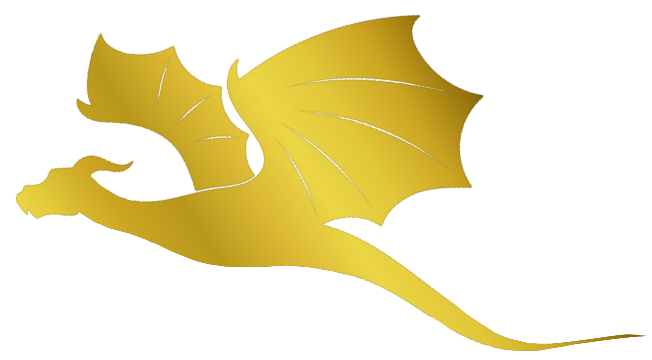 Goldener Drache sieht nach links