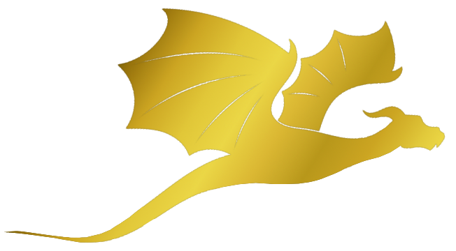 Goldener Drache sieht nach rechts